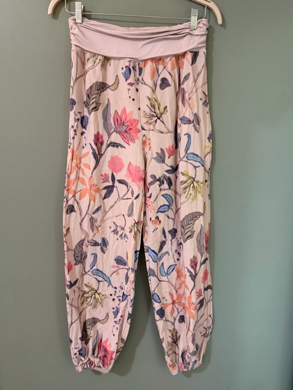 Buddha Stones Pure Cotton Fresh Elegant  Women's Elastic Waist Harem Pant sm